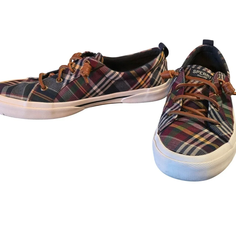 Sperry Top-Sider Plaid Lace Up Sneakers Womens Size 9.5 Casual Preppy